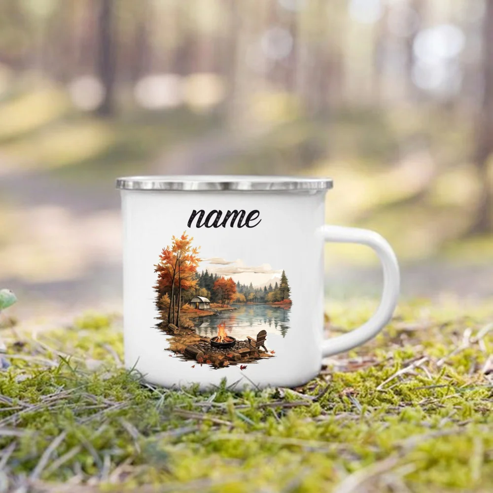 Personalized Mountain Camper Enamel Mug