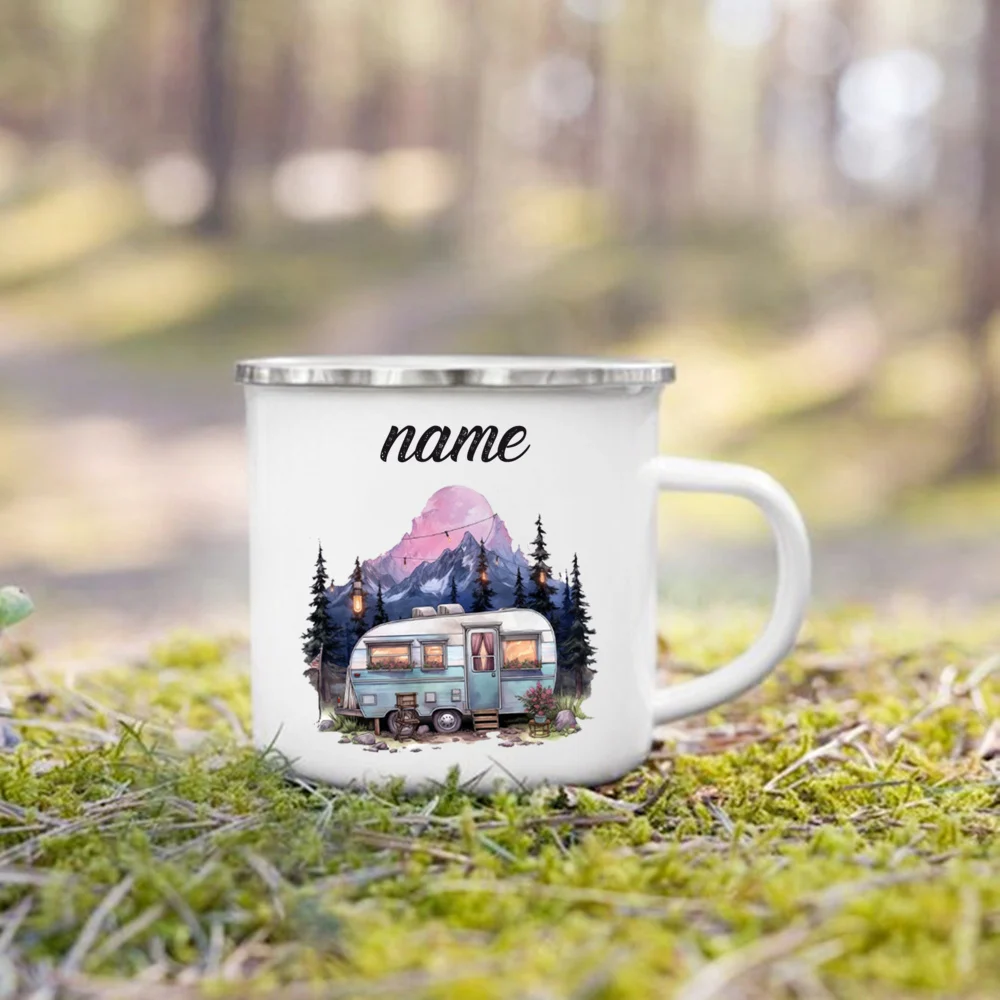 Personalized Mountain Camper Enamel Mug