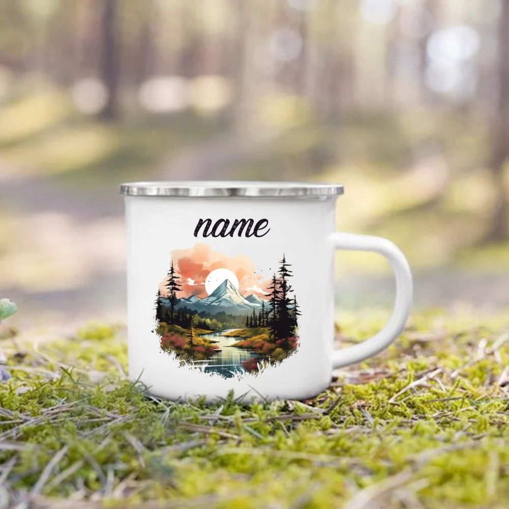 Personalized Mountain Camper Enamel Mug