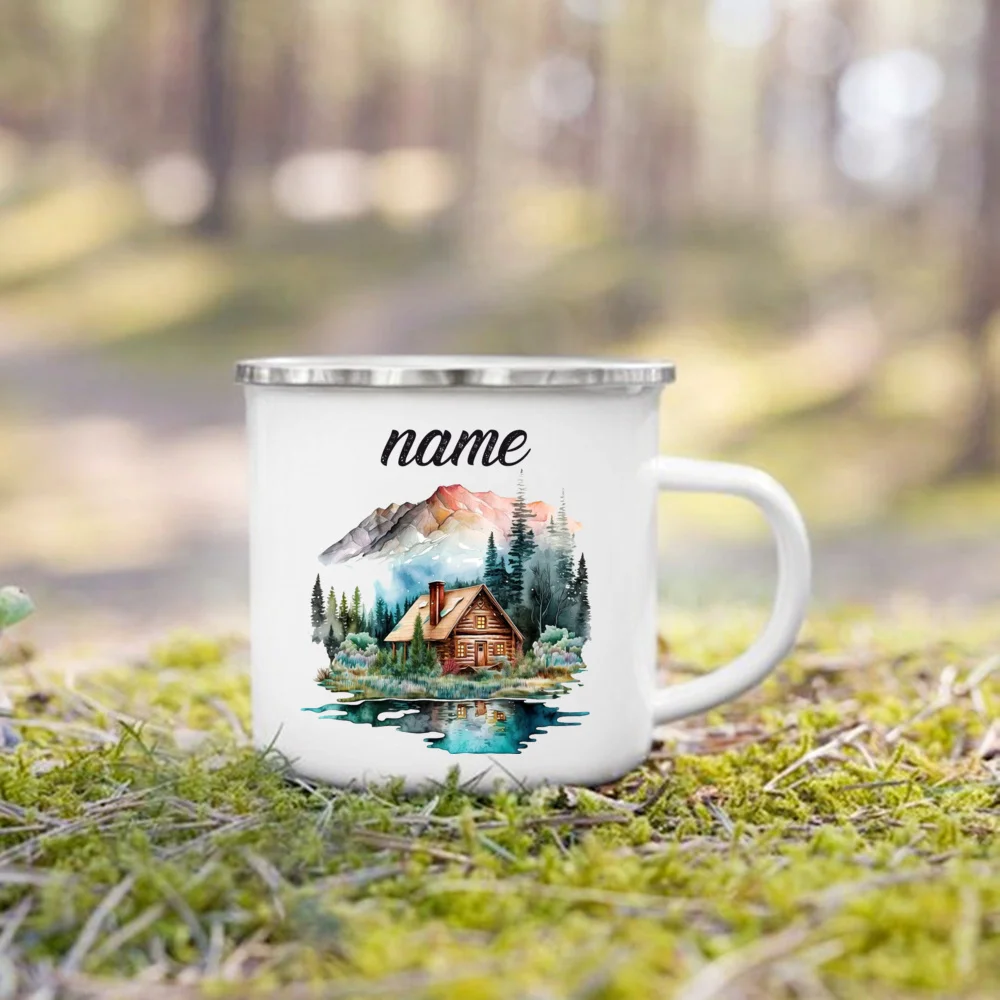 Personalized Mountain Camper Enamel Mug