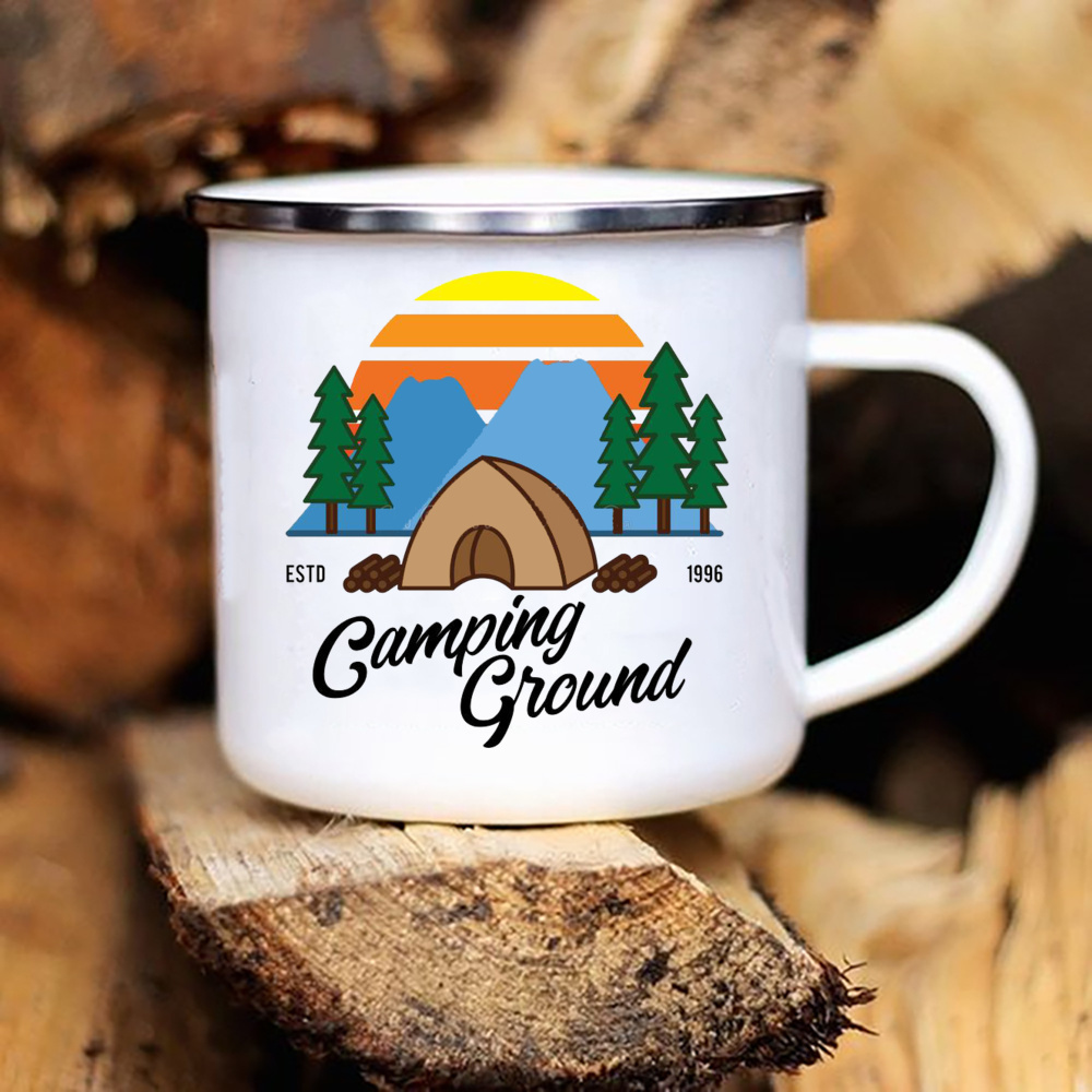 Caravan Printed Camper Camping Enamel Mug Caravan Printed Camper Camping Enamel Mug