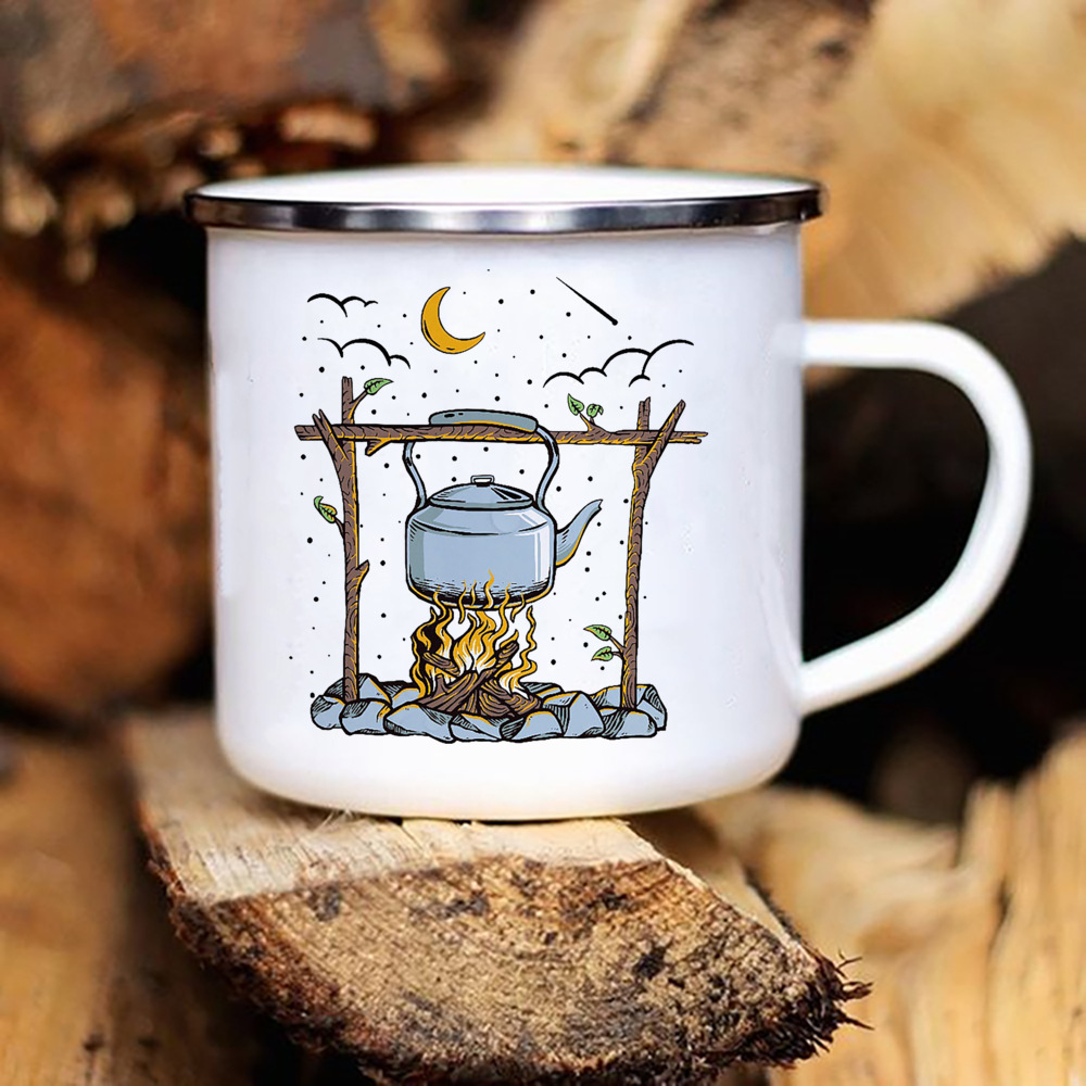 Caravan Printed Camper Camping Enamel Mug Caravan Printed Camper Camping Enamel Mug