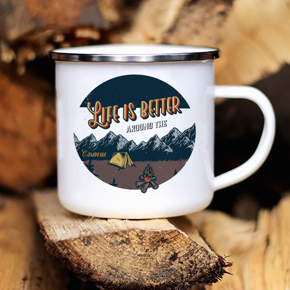 Caravan Printed Camper Camping Enamel Mug Caravan Printed Camper Camping Enamel Mug