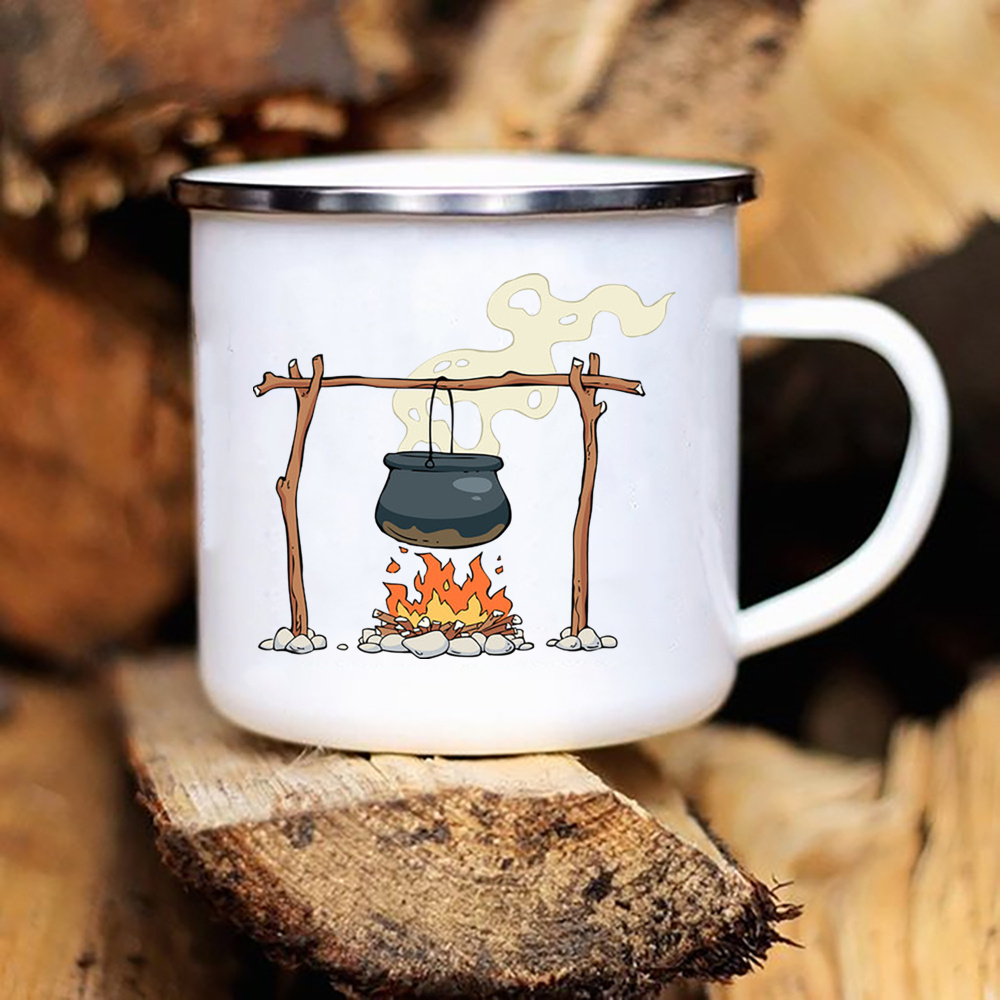 Caravan Printed Camper Camping Enamel Mug Caravan Printed Camper Camping Enamel Mug