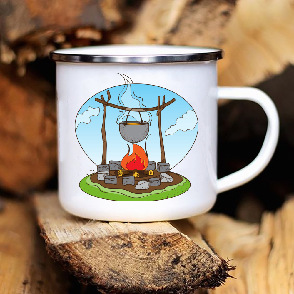 Caravan Printed Camper Camping Enamel Mug Caravan Printed Camper Camping Enamel Mug