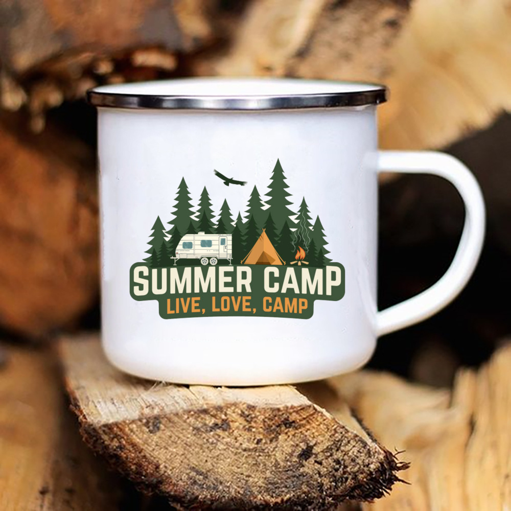 Caravan Printed Camper Camping Enamel Mug Caravan Printed Camper Camping Enamel Mug