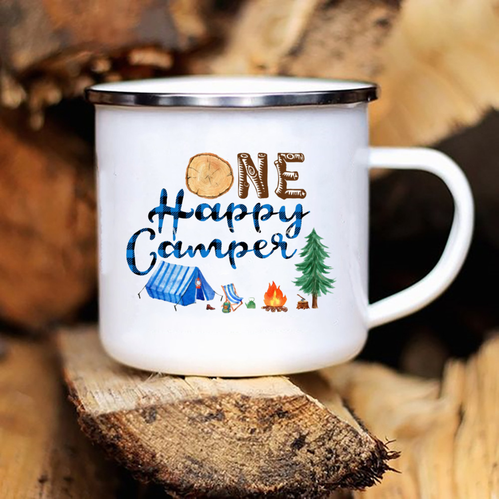 Caravan Printed Camper Camping Enamel Mug Caravan Printed Camper Camping Enamel Mug