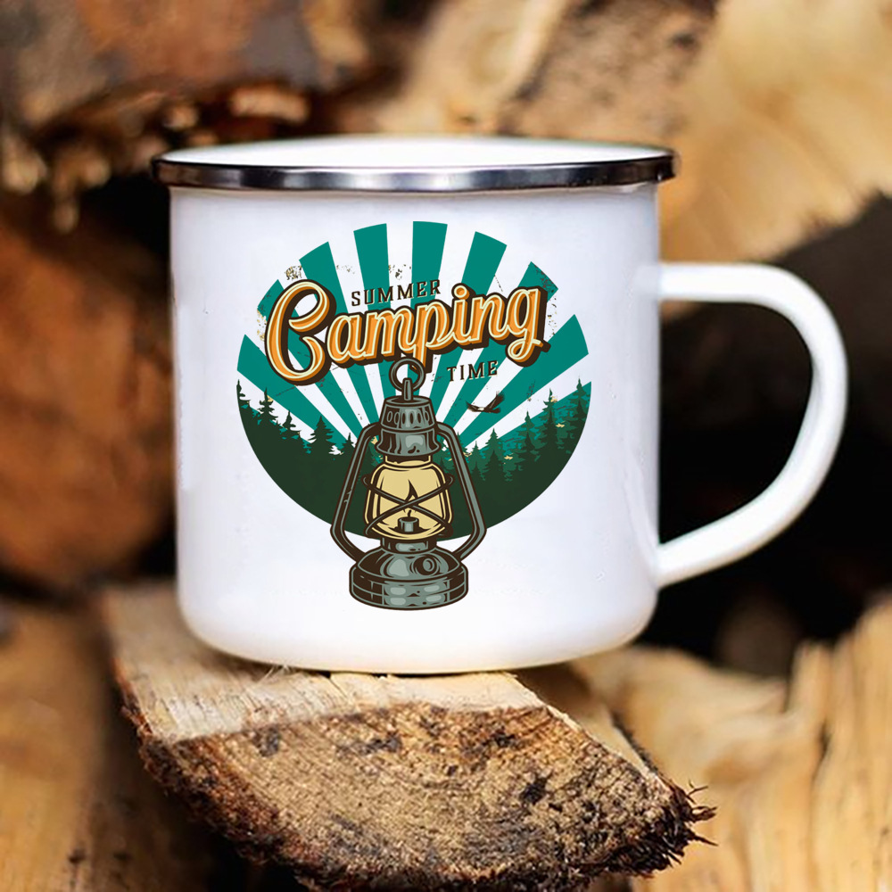 Caravan Printed Camper Camping Enamel Mug Caravan Printed Camper Camping Enamel Mug