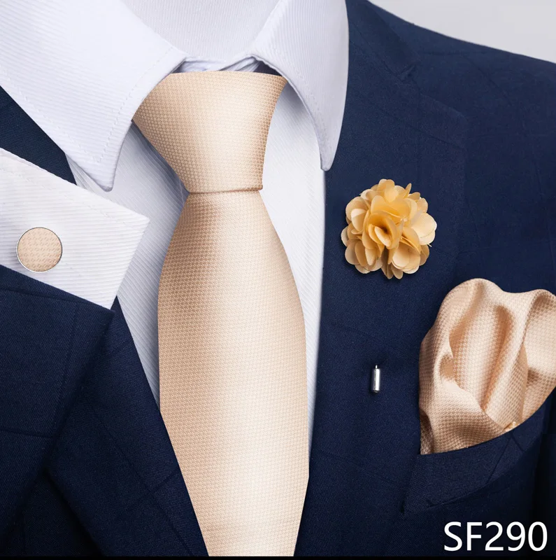 Floral Black Gold NeckTie Pocket Square Cufflinks Brooch Set Floral Black Gold NeckTie Pocket Square Cufflinks Brooch Set