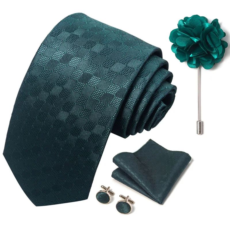 Floral Black Gold NeckTie Pocket Square Cufflinks Brooch Set Floral Black Gold NeckTie Pocket Square Cufflinks Brooch Set