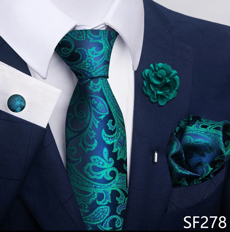 Floral Black Gold NeckTie Pocket Square Cufflinks Brooch Set Floral Black Gold NeckTie Pocket Square Cufflinks Brooch Set