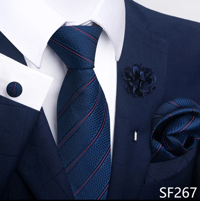 Floral Black Gold NeckTie Pocket Square Cufflinks Brooch Set Floral Black Gold NeckTie Pocket Square Cufflinks Brooch Set