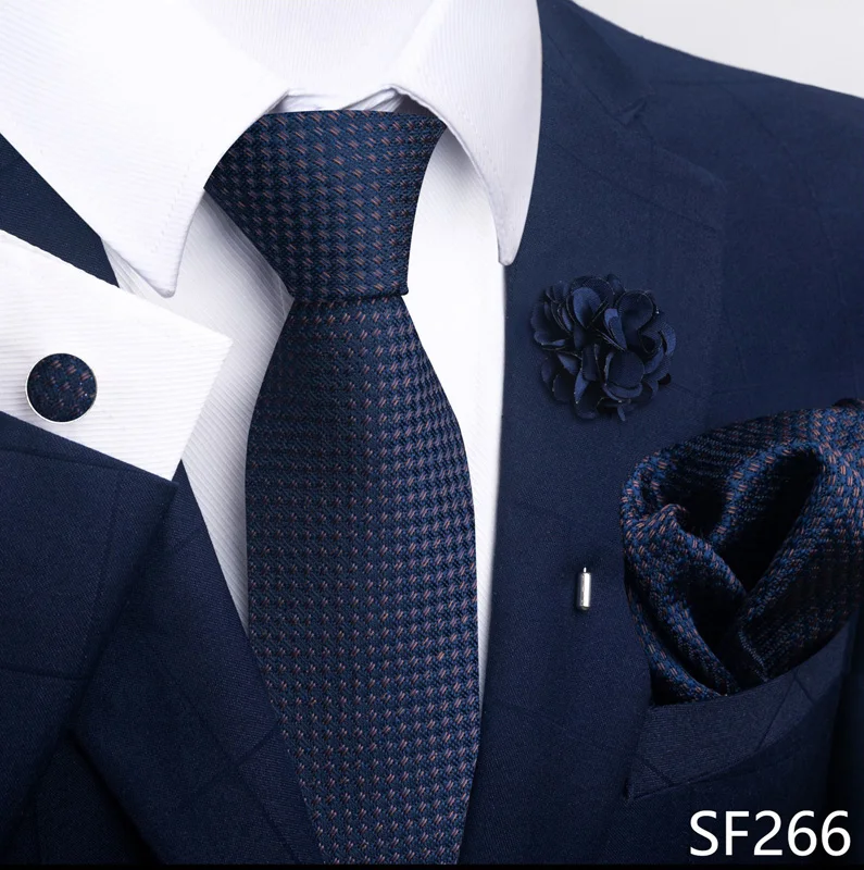 Floral Black Gold NeckTie Pocket Square Cufflinks Brooch Set Floral Black Gold NeckTie Pocket Square Cufflinks Brooch Set