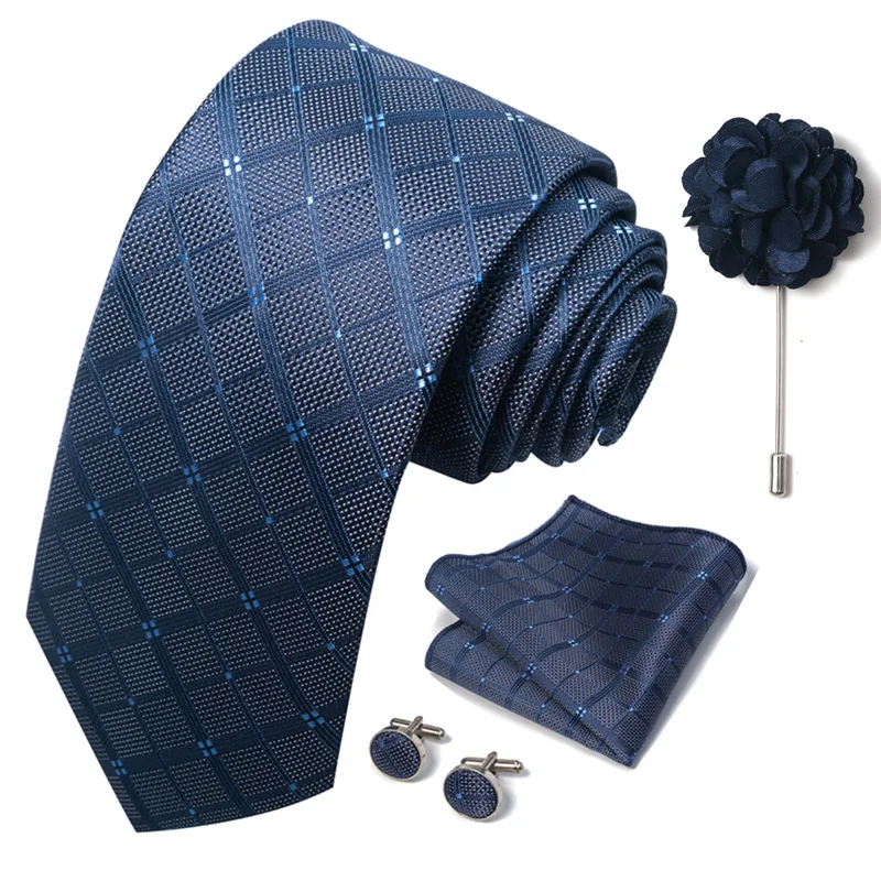 Floral Black Gold NeckTie Pocket Square Cufflinks Brooch Set Floral Black Gold NeckTie Pocket Square Cufflinks Brooch Set