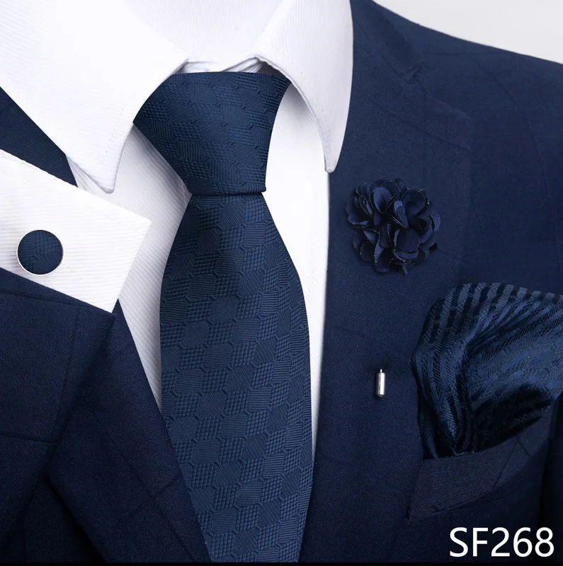 Floral Black Gold NeckTie Pocket Square Cufflinks Brooch Set Floral Black Gold NeckTie Pocket Square Cufflinks Brooch Set