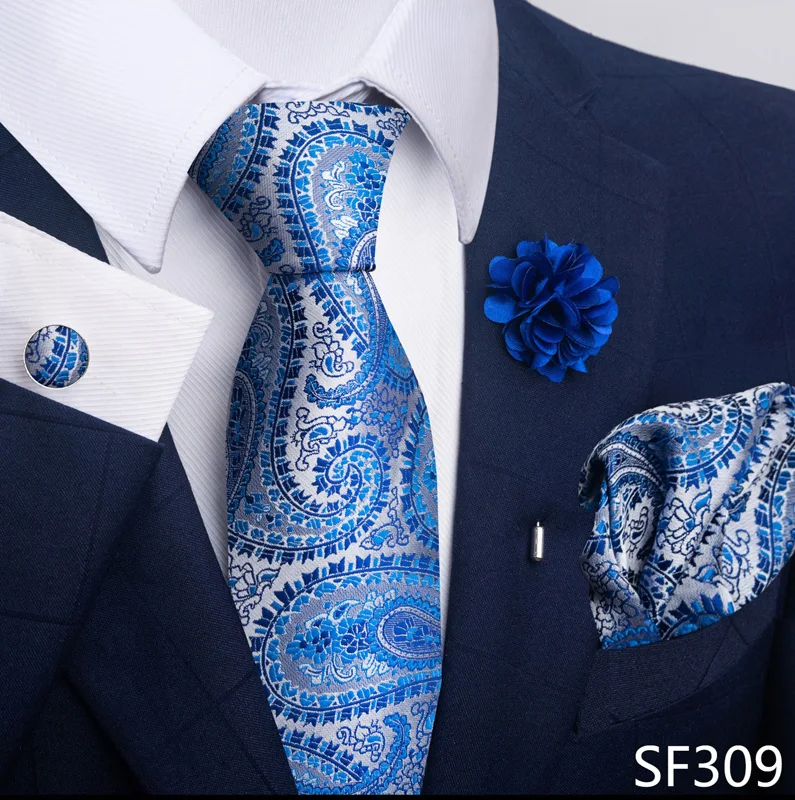 Floral Black Gold NeckTie Pocket Square Cufflinks Brooch Set Floral Black Gold NeckTie Pocket Square Cufflinks Brooch Set