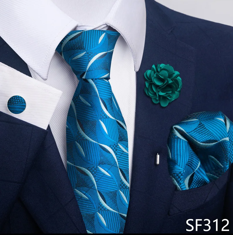 Floral Black Gold NeckTie Pocket Square Cufflinks Brooch Set Floral Black Gold NeckTie Pocket Square Cufflinks Brooch Set
