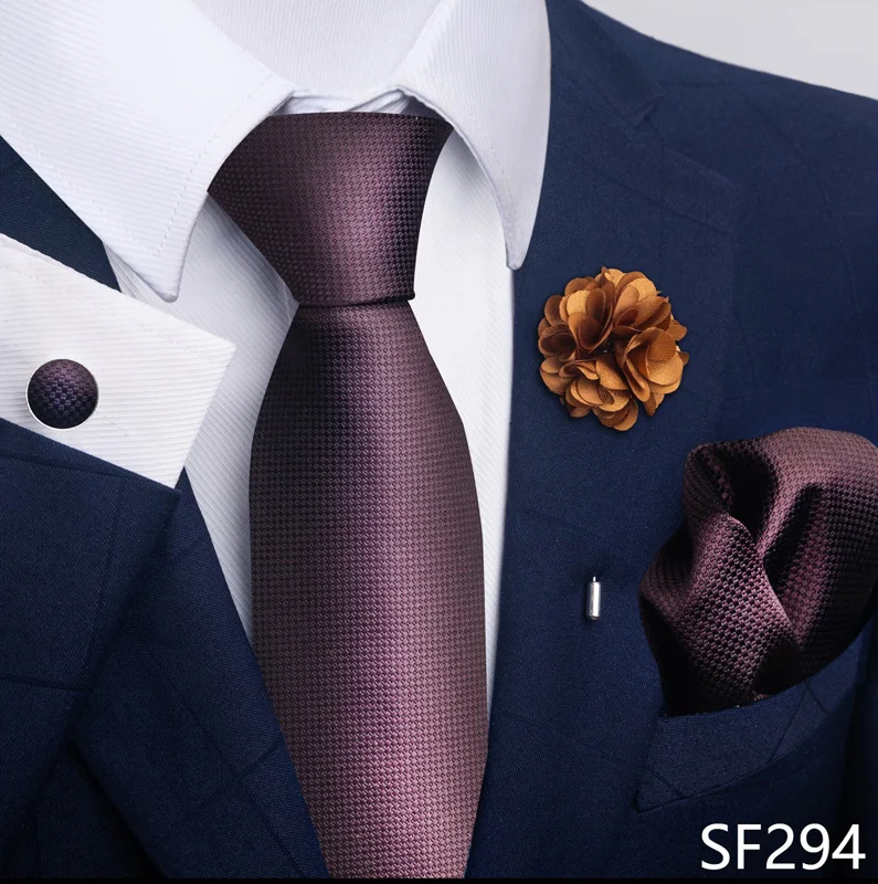 Floral Black Gold NeckTie Pocket Square Cufflinks Brooch Set Floral Black Gold NeckTie Pocket Square Cufflinks Brooch Set