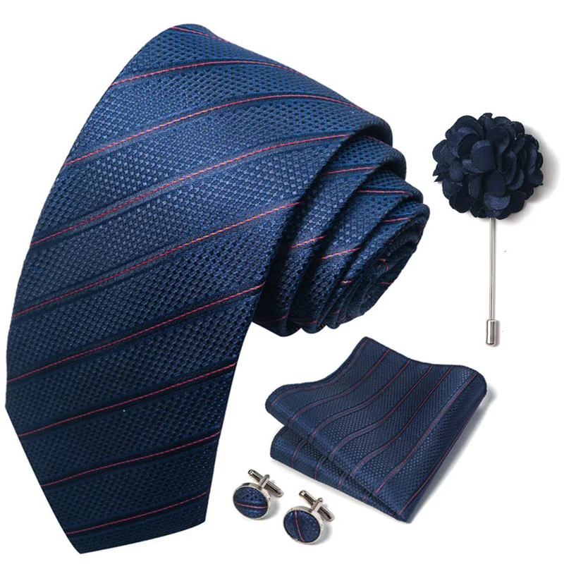 Floral Black Gold NeckTie Pocket Square Cufflinks Brooch Set Floral Black Gold NeckTie Pocket Square Cufflinks Brooch Set