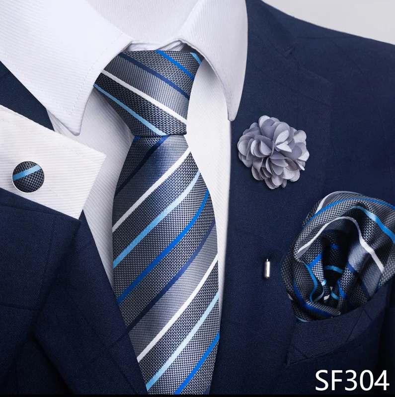 Floral Black Gold NeckTie Pocket Square Cufflinks Brooch Set Floral Black Gold NeckTie Pocket Square Cufflinks Brooch Set