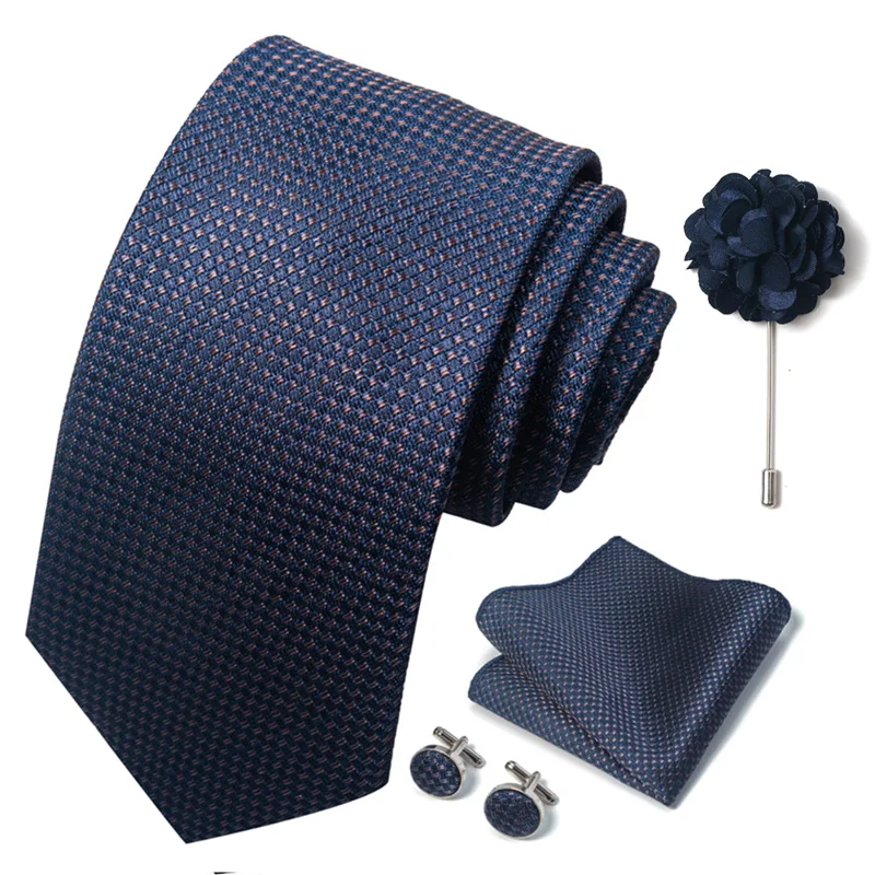 Floral Black Gold NeckTie Pocket Square Cufflinks Brooch Set Floral Black Gold NeckTie Pocket Square Cufflinks Brooch Set
