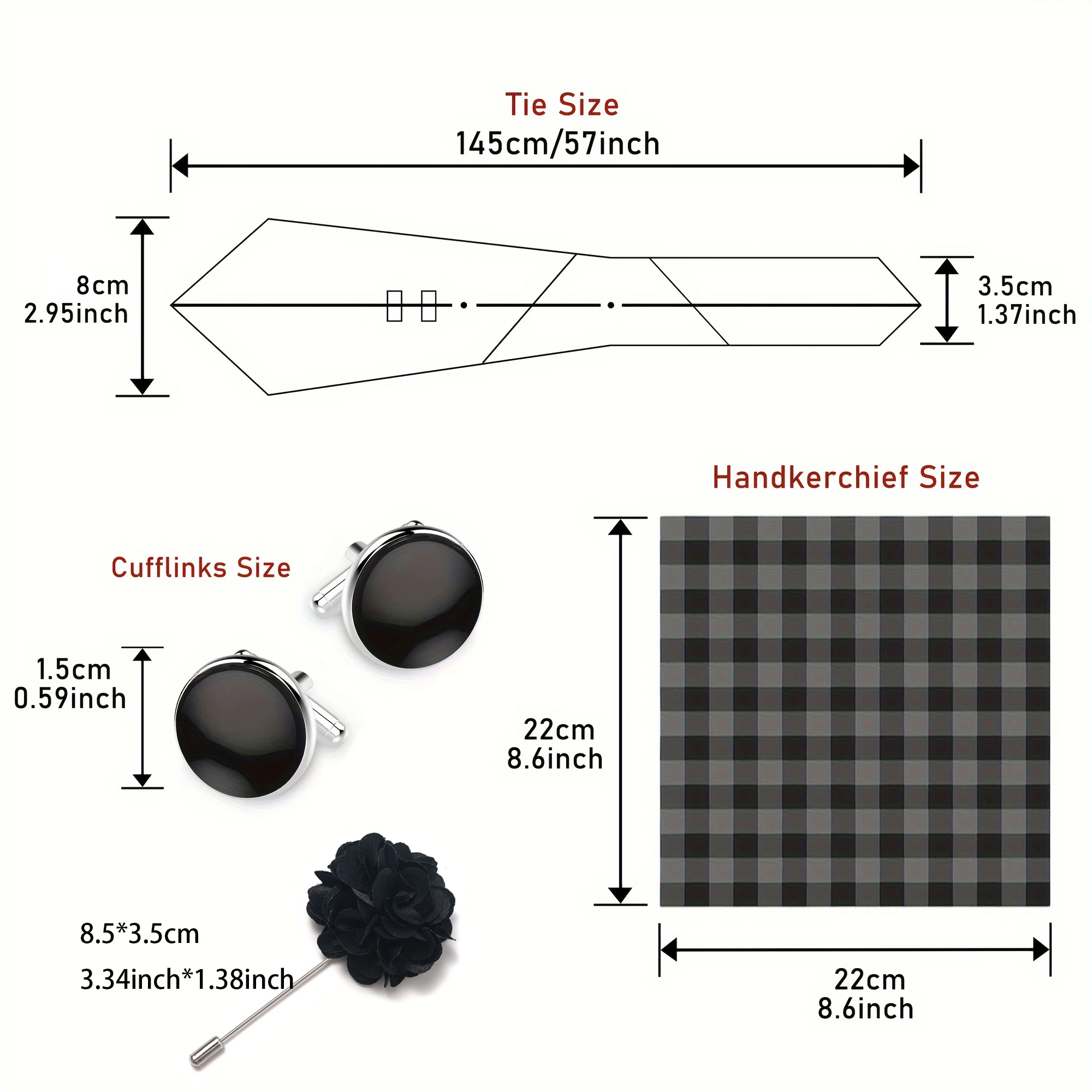 Floral Black Gold NeckTie Pocket Square Cufflinks Brooch Set Floral Black Gold NeckTie Pocket Square Cufflinks Brooch Set