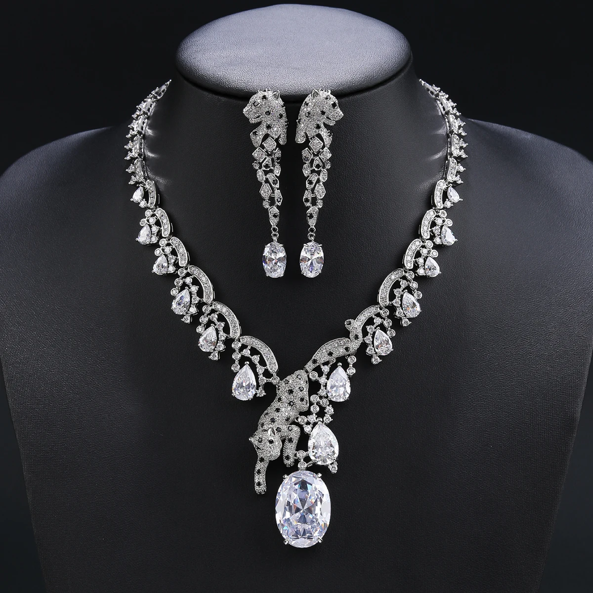 Red Blue Yellow Zirconia Necklace Earrings Set Red Blue Yellow Zirconia Necklace Earrings Set