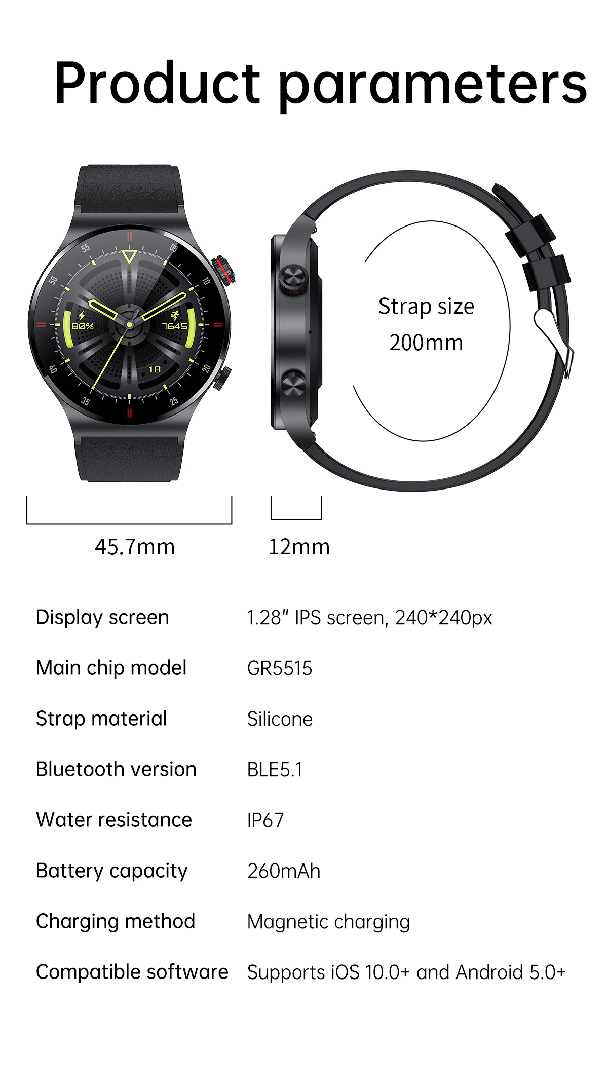 1.43inch Screen Doogee V Max Plus DK10 V31 GT V30T Smart Watch Men