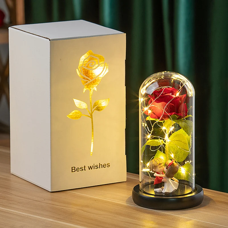 Artificial Eternal Rose LED Light Flower for Valentines Day