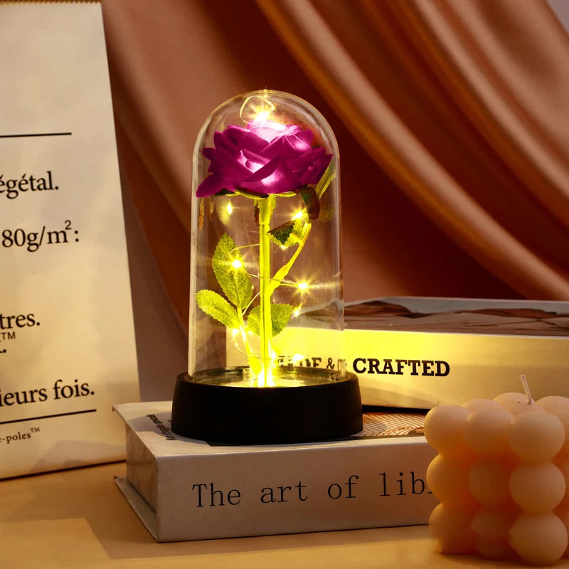 Artificial Eternal Rose LED Light Flower for Valentines Day