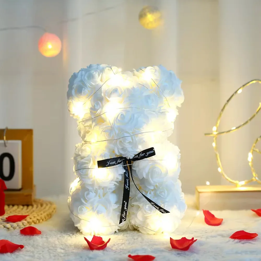 25cm Artificial Teddy Rose Flower Bear with Box Valentines Day Gift 25cm Artificial Teddy Rose Flower Bear with Box Valentines Day Gift