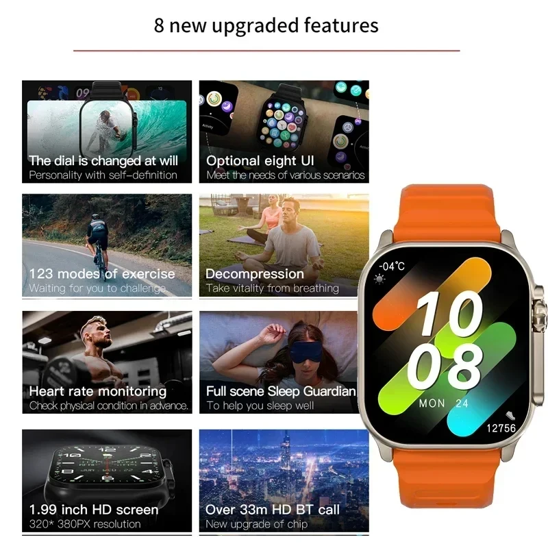 LAXASFIT T900Ultra Bluetooth Call Heart Rate Monitor Smartwatch
