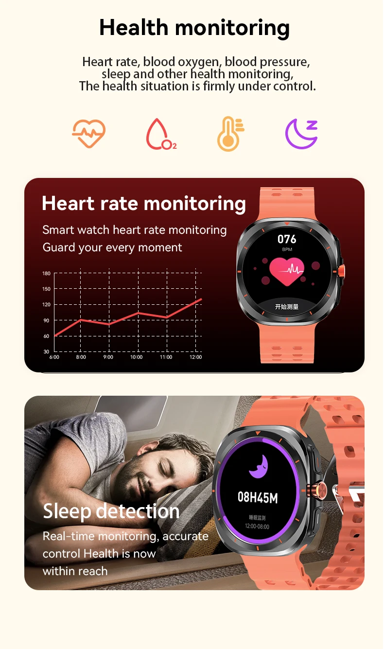 LAXASFIT Watch 7 Ultra Bluetooth Call HD AMOLED Fitness Tracker Smartwatch