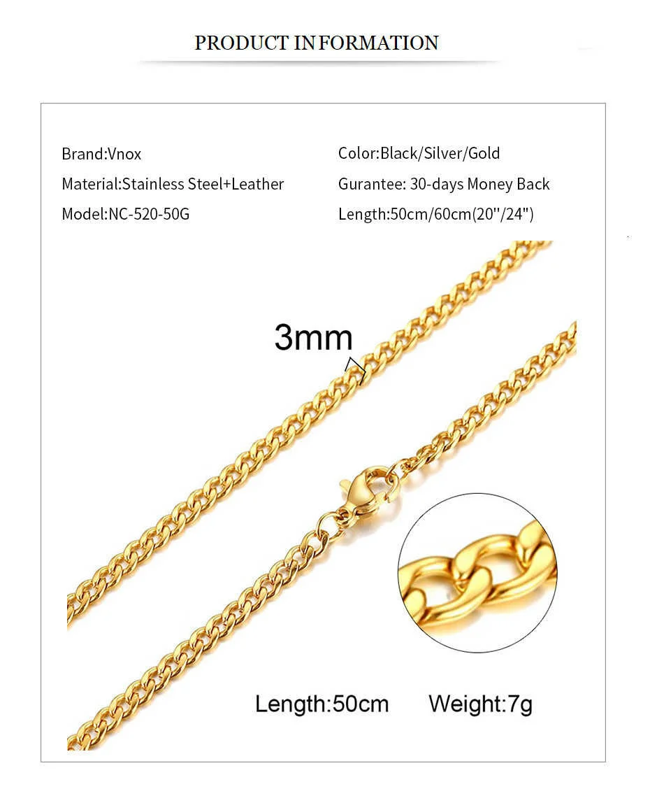 Vnox Stainless Steel Cuban Link Chain Necklace for Husband