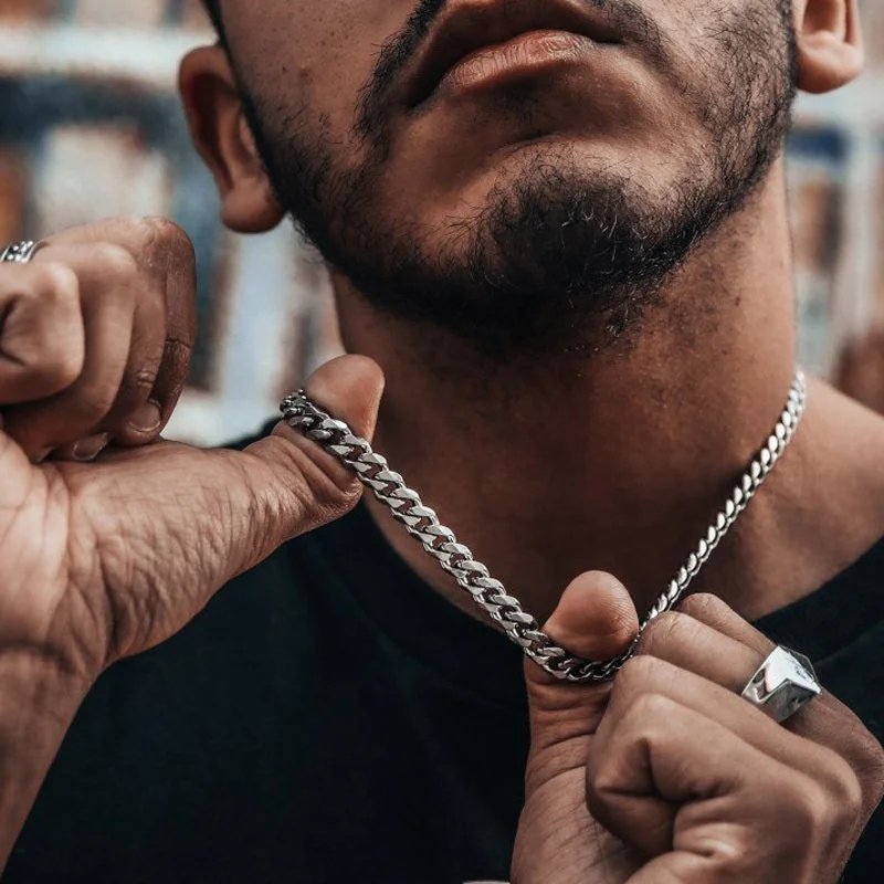 Basic Punk Stainless Steel Curb Cuban Necklaces For Men