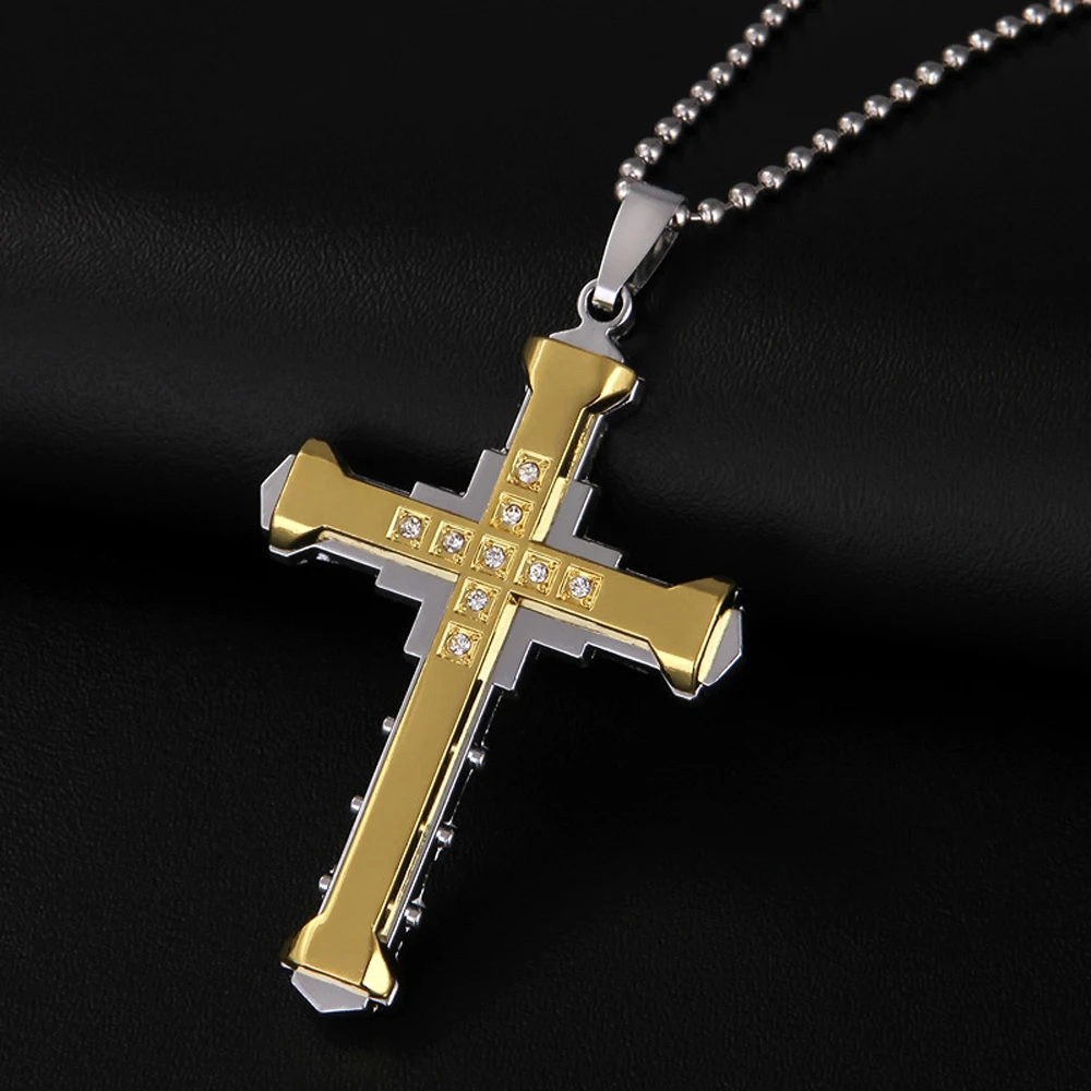 SUMENG Crystal Cross Jesus Pendant for Male SUMENG Crystal Cross Jesus Pendant for Male