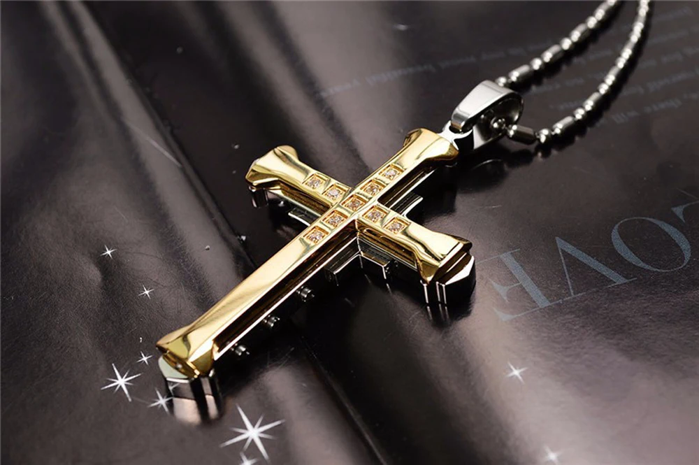 SUMENG Crystal Cross Jesus Pendant for Male SUMENG Crystal Cross Jesus Pendant for Male