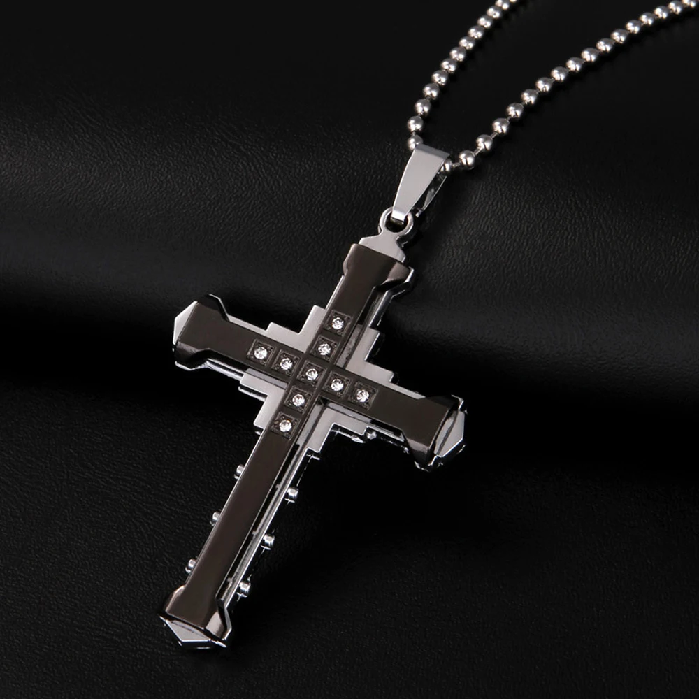 SUMENG Crystal Cross Jesus Pendant for Male SUMENG Crystal Cross Jesus Pendant for Male