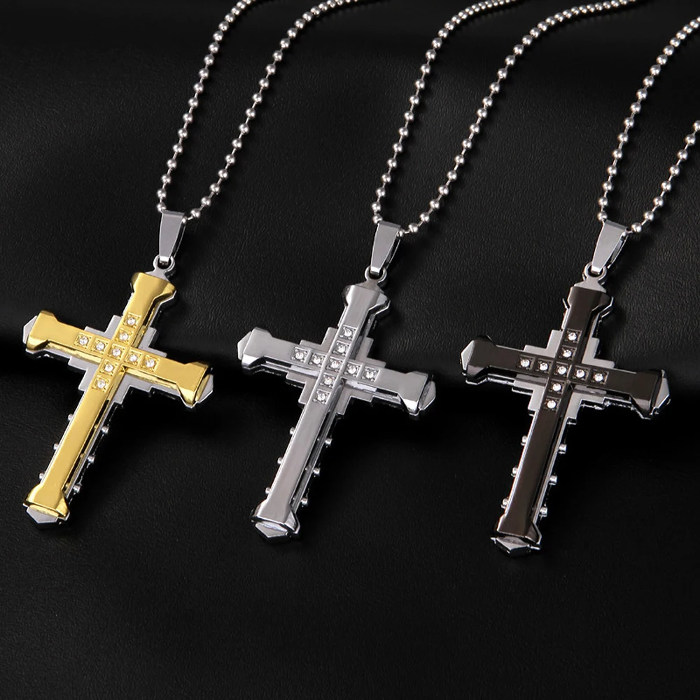 SUMENG Crystal Cross Jesus Pendant for Male SUMENG Crystal Cross Jesus Pendant for Male