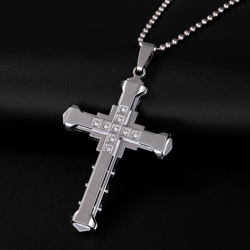 SUMENG Crystal Cross Jesus Pendant for Male SUMENG Crystal Cross Jesus Pendant for Male