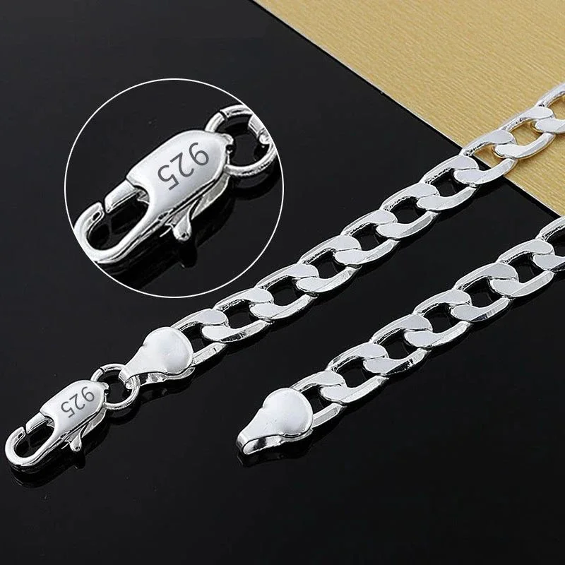 Sterling Silver Classic 6MM Chain Necklace For Men