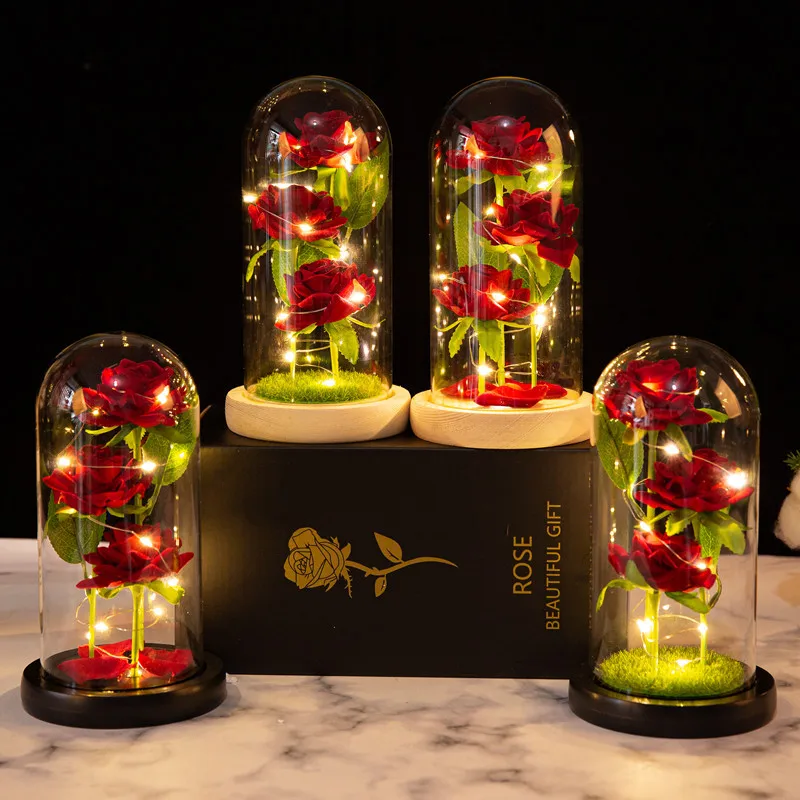 LED Galaxy Three Rose Artificial Flowers for Valentines Day LED Galaxy Three Rose Artificial Flowers for Valentines Day