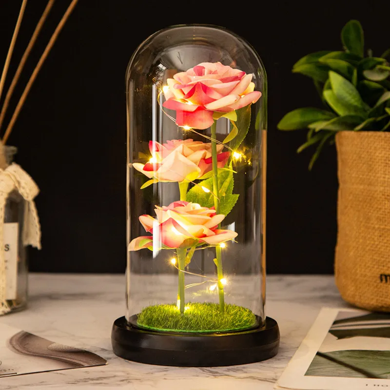 LED Galaxy Three Rose Artificial Flowers for Valentines Day LED Galaxy Three Rose Artificial Flowers for Valentines Day