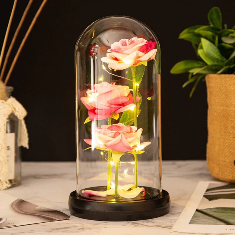LED Galaxy Three Rose Artificial Flowers for Valentines Day LED Galaxy Three Rose Artificial Flowers for Valentines Day