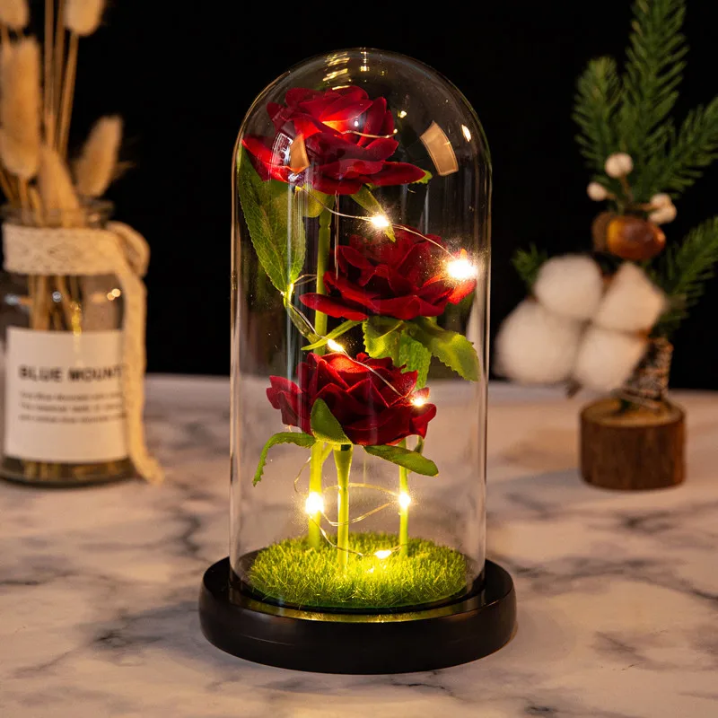 LED Galaxy Three Rose Artificial Flowers for Valentines Day LED Galaxy Three Rose Artificial Flowers for Valentines Day