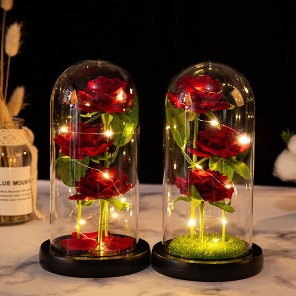 LED Galaxy Three Rose Artificial Flowers for Valentines Day LED Galaxy Three Rose Artificial Flowers for Valentines Day