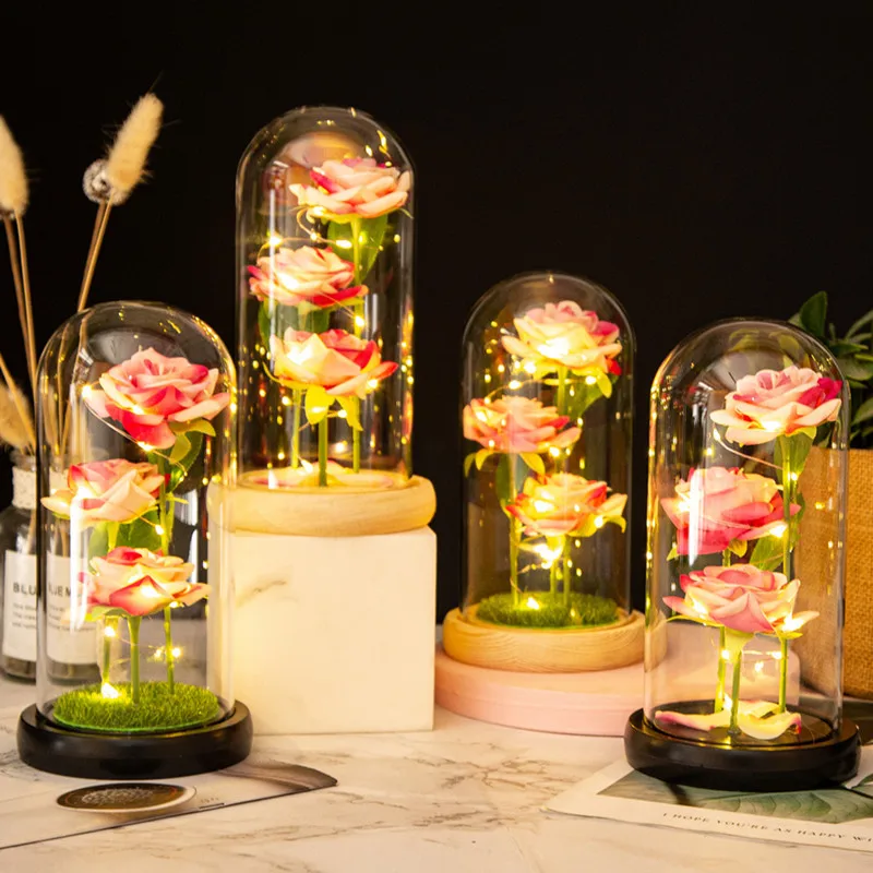 LED Galaxy Three Rose Artificial Flowers for Valentines Day LED Galaxy Three Rose Artificial Flowers for Valentines Day