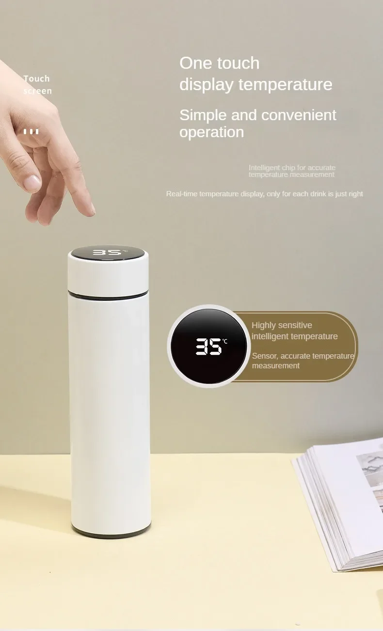 500ml Stainless Steel Thermos Bottle with Digital Temperature Display