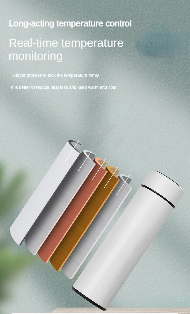 500ml Stainless Steel Thermos Bottle with Digital Temperature Display