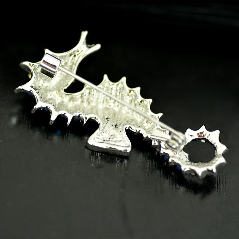 Blue Crystal Rhinestone Peacock Brooch Jewelry Pin